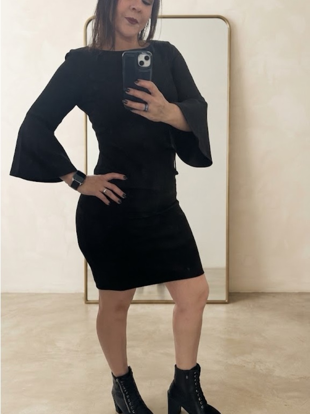 Calvin Klein Black Bell-Sleeve Mini Dress